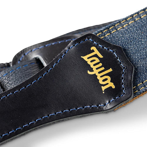 Taylor Blue Denim Strap, Gold Logo 2 Inch