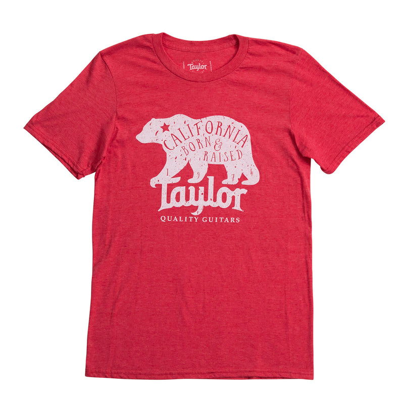 Taylor California Bear "Born & Raised" T Shirt, Heather Red