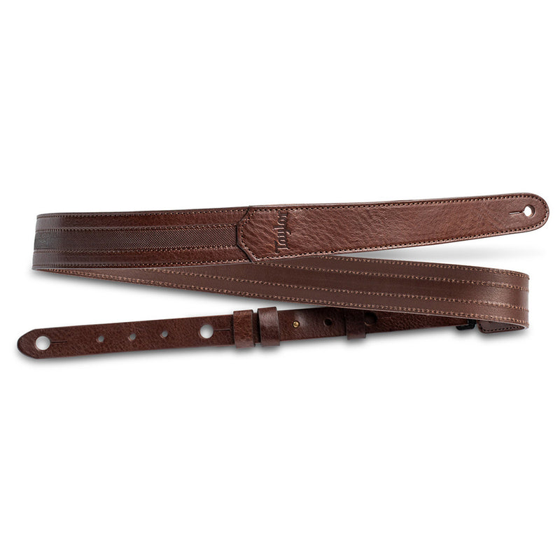 Taylor Slim Leather Strap Chocolate Brown With Engraving 1.5 Inch Embossed Logo