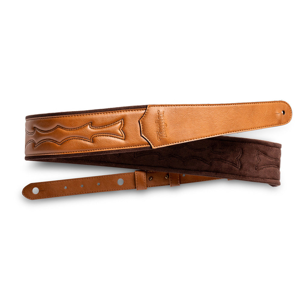 Taylor Vegan Leather Strap Tan With Stitching 2.75 Inch Embossed Logo