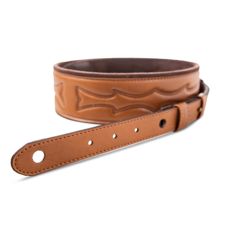 Taylor Vegan Leather Strap Tan With Stitching 2.75 Inch Embossed Logo