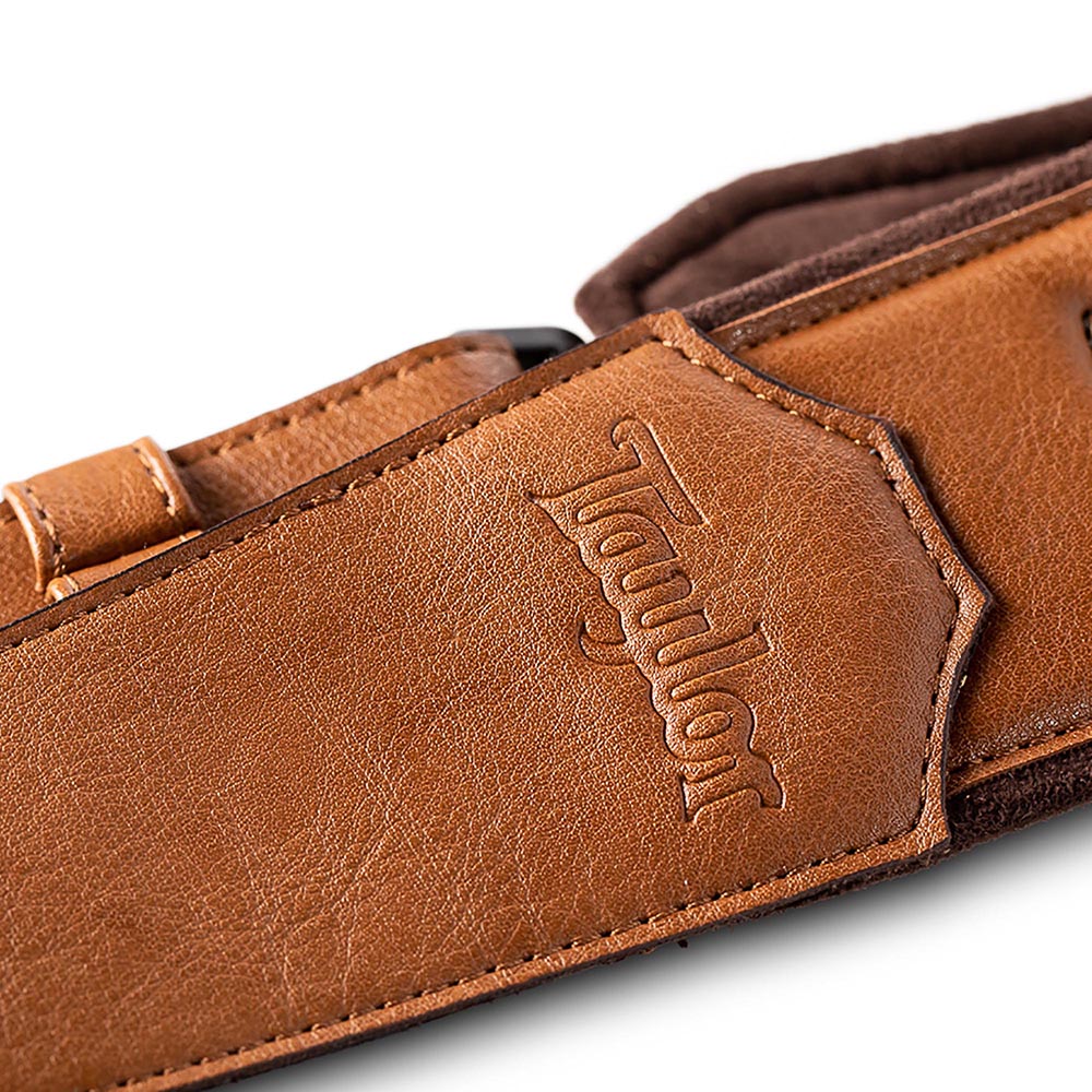Taylor Vegan Leather Strap Tan With Stitching 2.75 Inch Embossed Logo