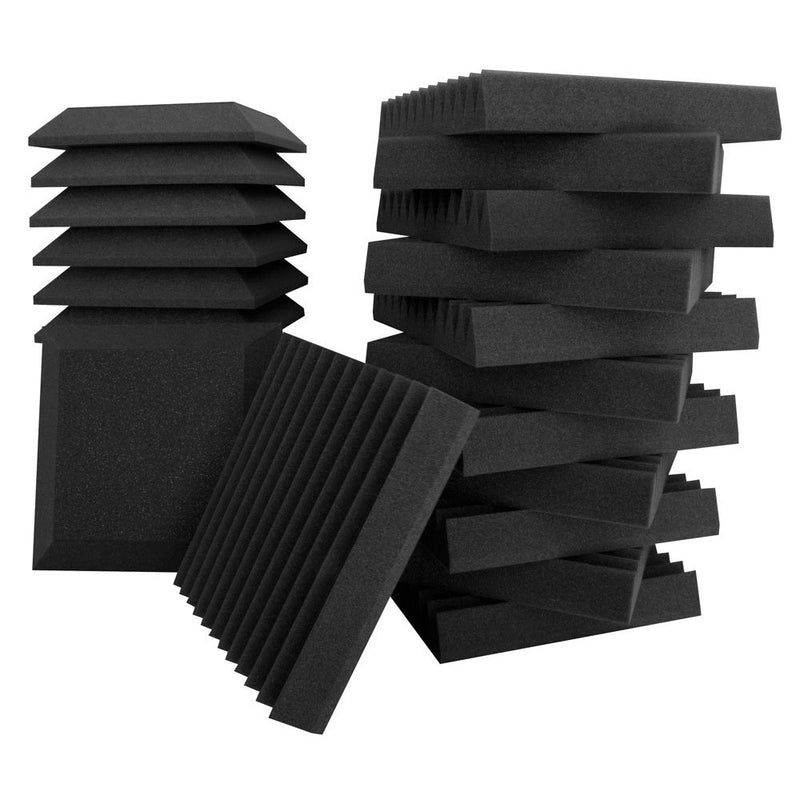 Ultimate Acoustic Studio Bundle 2 - With 12 Wall Panel Wedges And Bevels 12x12x2"