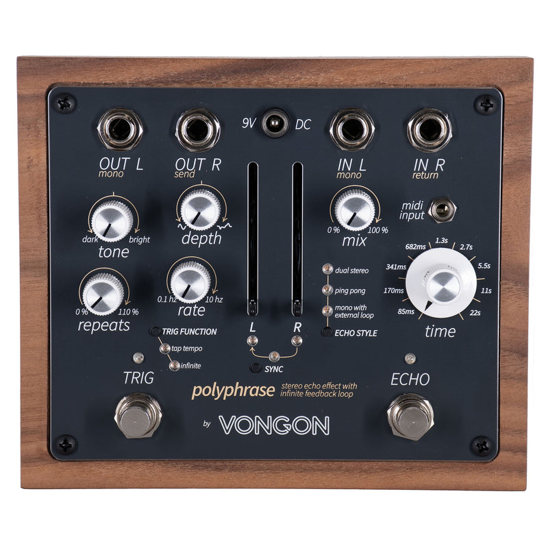 feedback looper pedals Vongon Polyphrase Stereo Echo Pedal w/ Power Supply, Patch Cables & Cloth