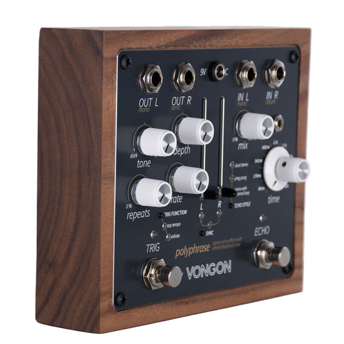 delay pedal with effects loop Vongon Polyphrase Stereo Echo Pedal w/ Power Supply, Patch Cables & Cloth